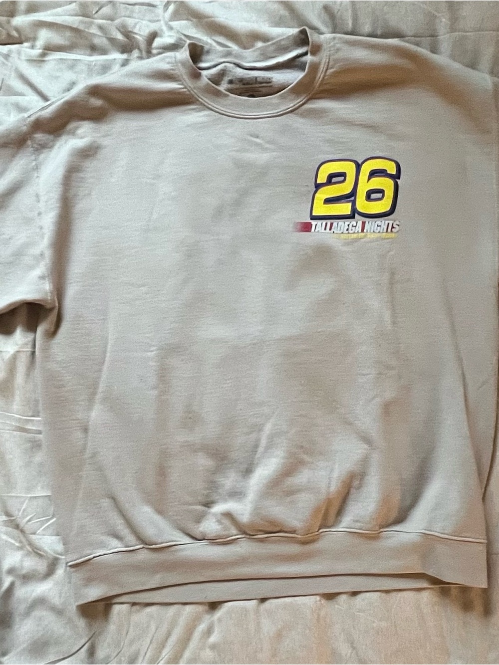 Target Beige Crewneck Ricky Bobby Sweatshirt with Yellow '26' Graphic